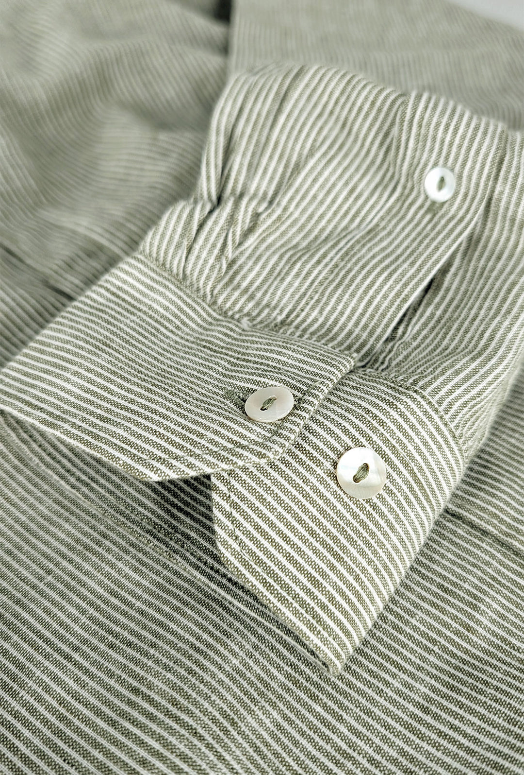 Camicia Uomo in lino manica lunga Trama rigata - VERDE