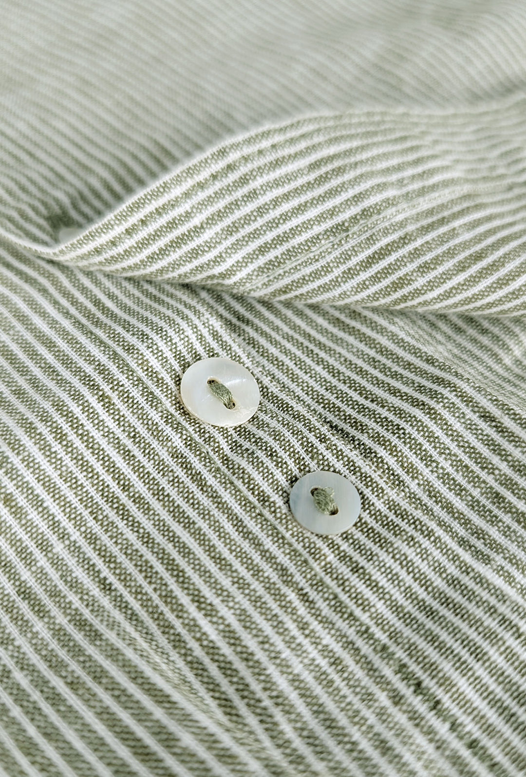 Camicia Uomo in lino manica lunga Trama rigata - VERDE