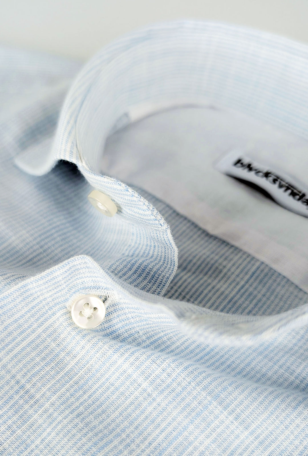 Camicia Uomo lino cotone trama rigata semi slim fit - CELESTE