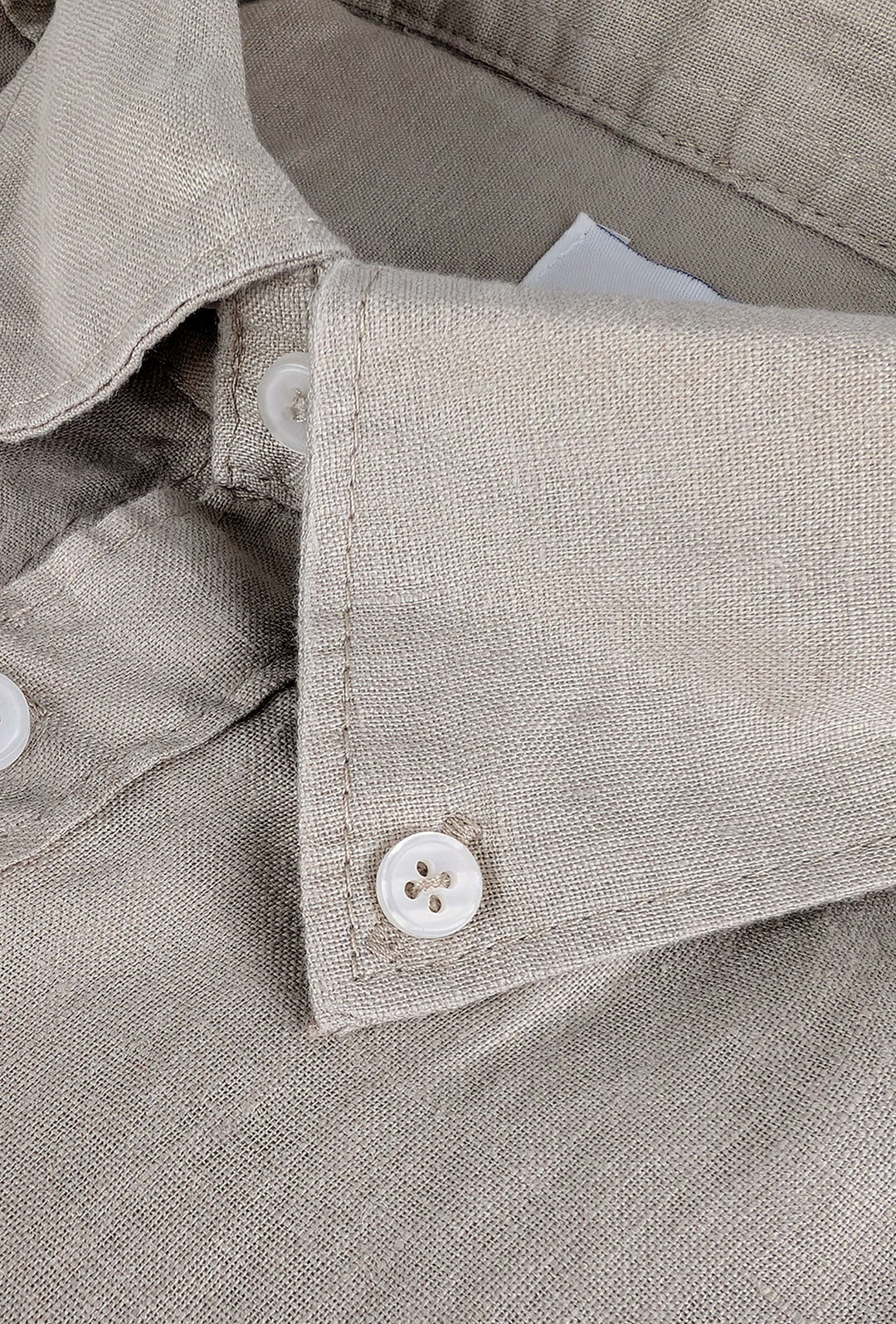 Camicia Uomo Manica lunga in Puro lino Custom Fit Button Down - BEIGE