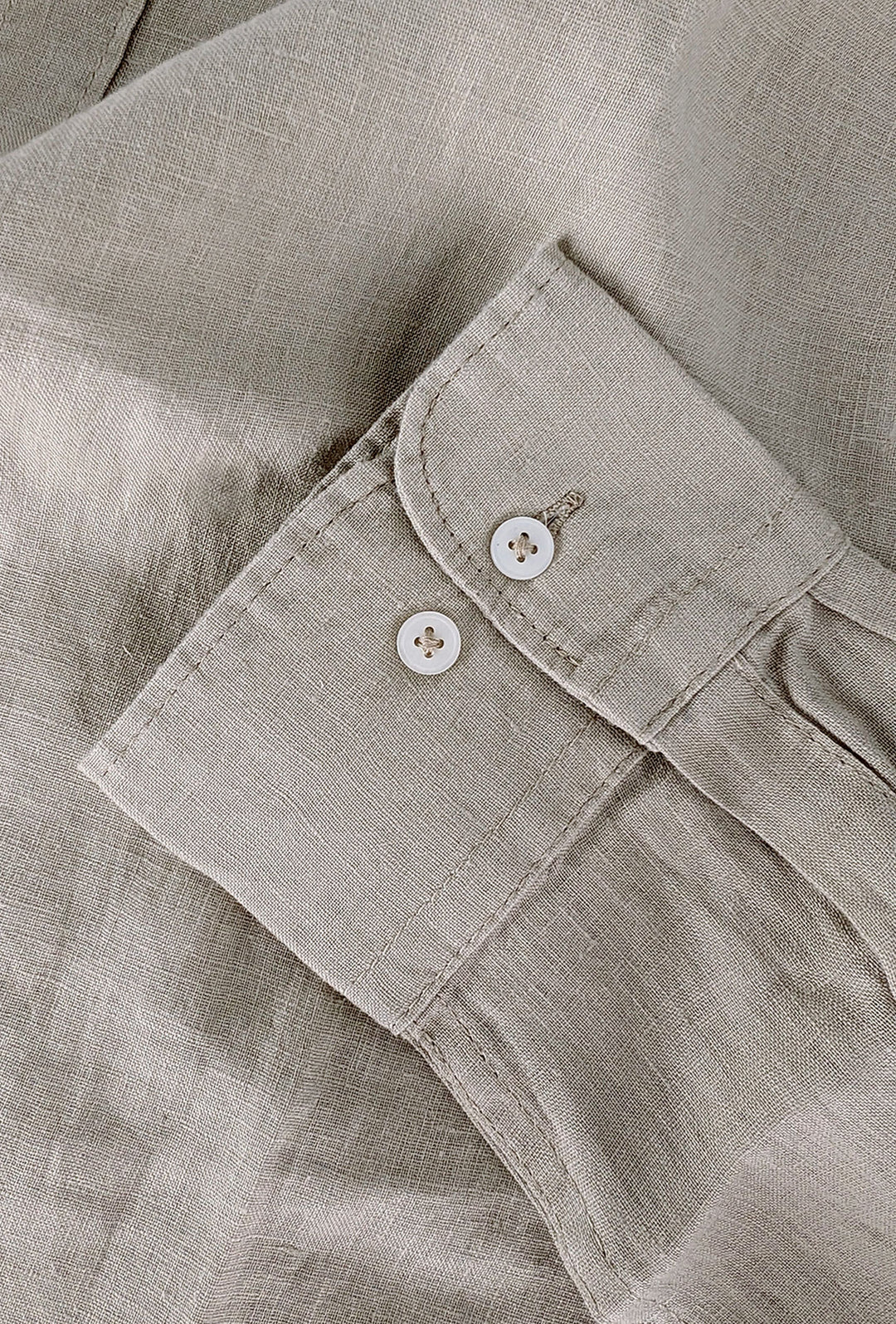 Camicia Uomo Manica lunga in Puro lino Custom Fit Button Down - BEIGE