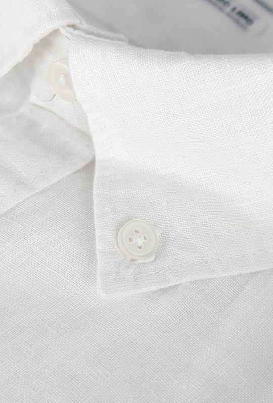 Camicia Uomo Manica lunga in Puro lino Custom Fit Button Down - BIANCO
