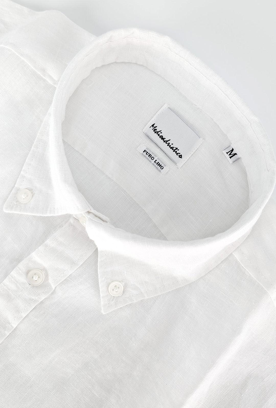 Camicia Uomo Manica lunga in Puro lino Custom Fit Button Down - BIANCO