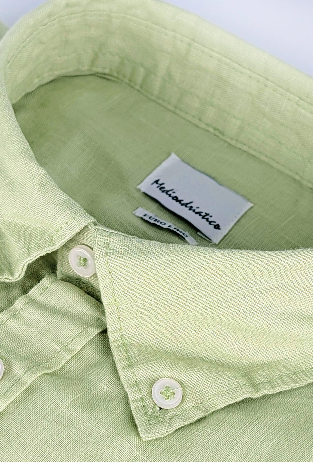 Camicia Uomo Manica lunga in Puro lino Custom Fit Button Down - VERDE SALVIA