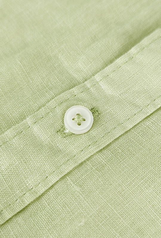 Camicia Uomo Manica lunga in Puro lino Custom Fit Button Down - VERDE SALVIA