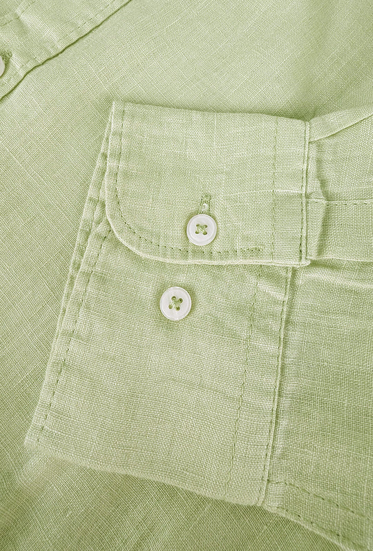 Camicia Uomo Manica lunga in Puro lino Custom Fit Button Down - VERDE SALVIA