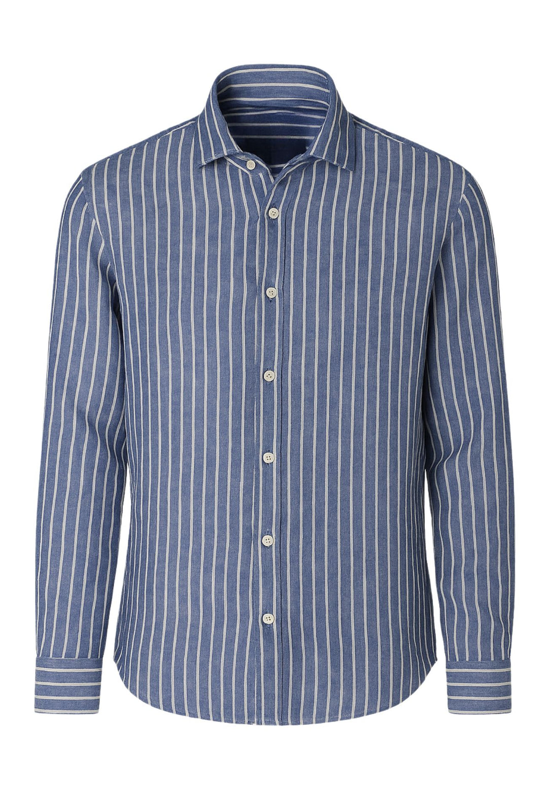Camicia Uomo in Lino e cotone Trama rigata - BLU