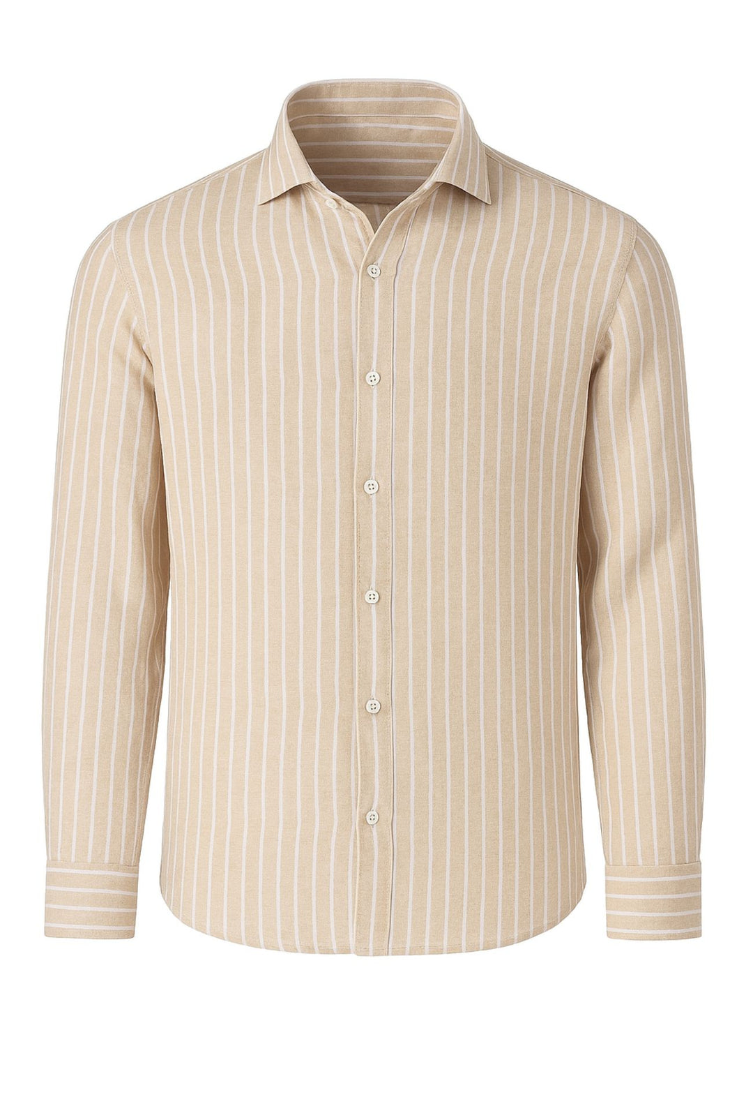Camicia Uomo in Lino e cotone Trama rigata - BEIGE