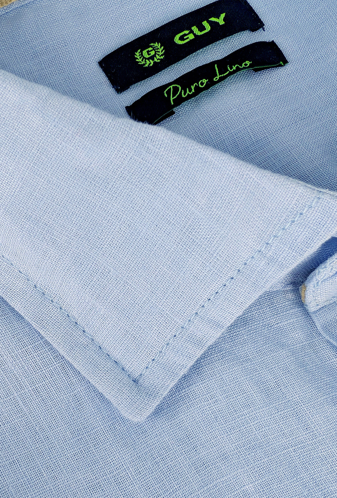 Camicia uomo manica lunga 100% Lino semi slim fit - AZZURRO