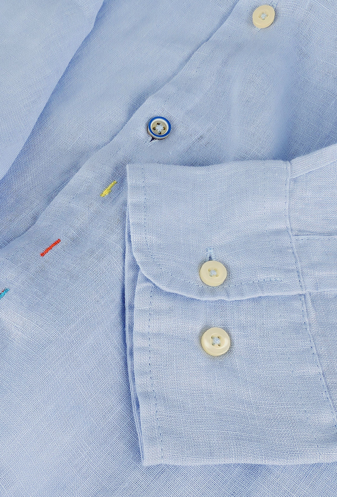 Camicia uomo manica lunga 100% Lino semi slim fit - AZZURRO