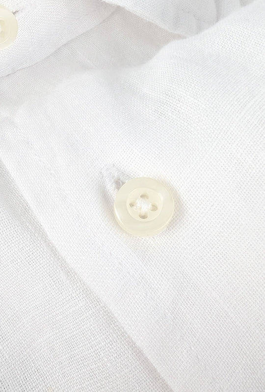 Camicia uomo manica lunga 100% Lino semi slim fit - BIANCO