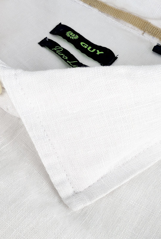 Camicia uomo manica lunga 100% Lino semi slim fit - BIANCO