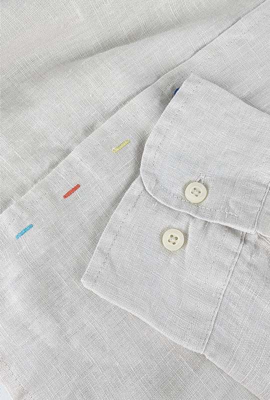 Camicia uomo manica lunga 100% Cotone semi slim fit - BEIGE CHIARO