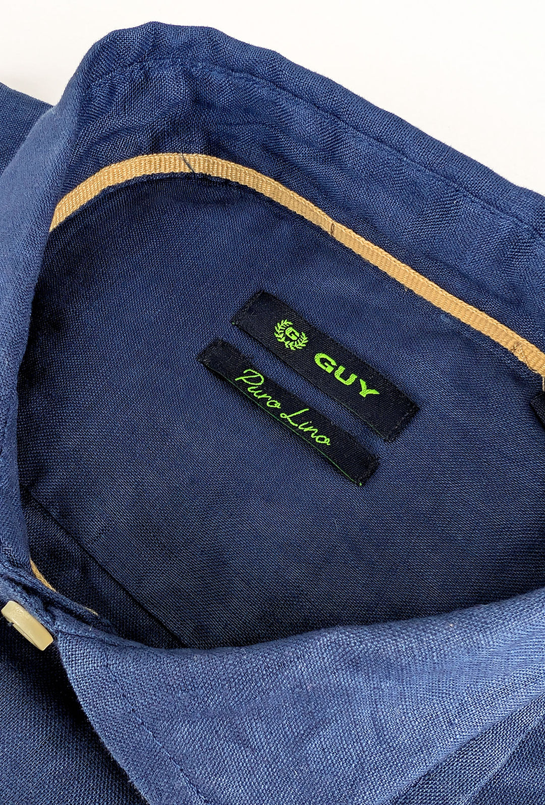 Camicia uomo manica lunga 100% Lino semi slim fit - BLU