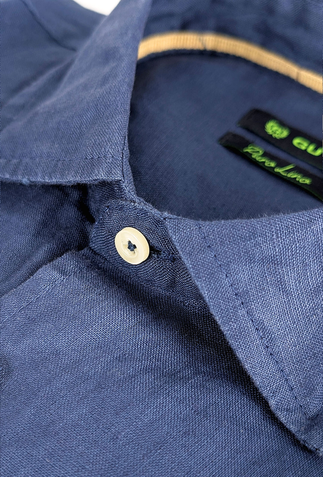 Camicia uomo manica lunga 100% Lino semi slim fit - BLU