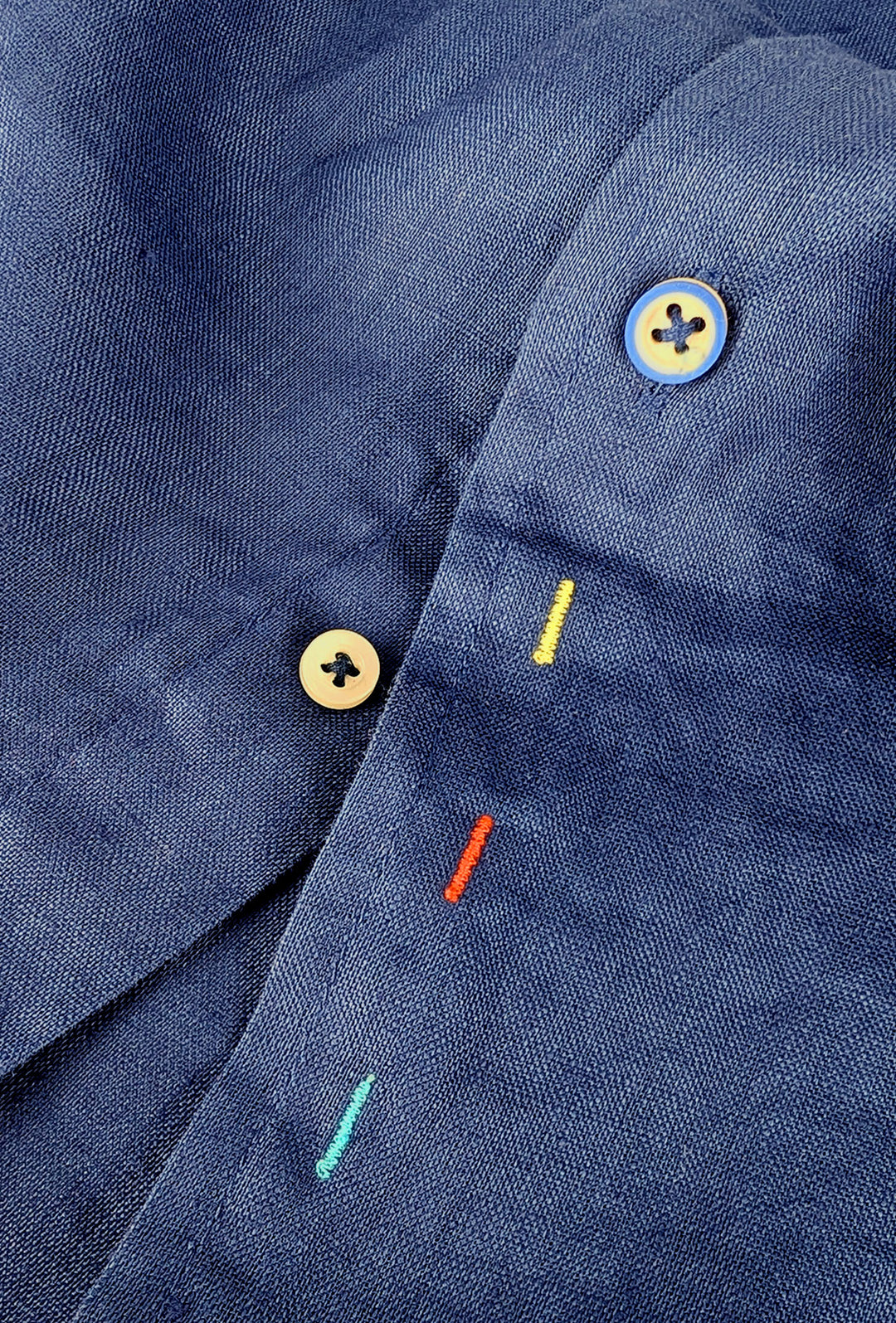 Camicia uomo manica lunga 100% Lino semi slim fit - BLU