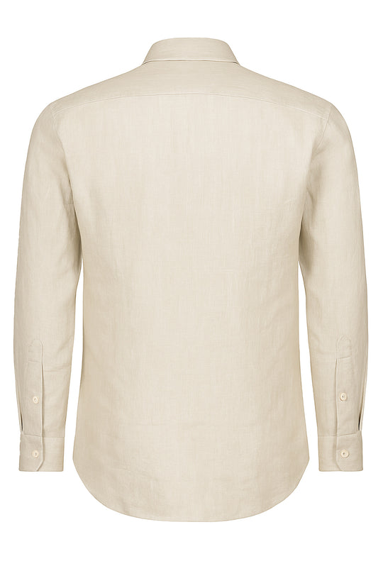 Camicia uomo manica lunga 100% Cotone semi slim fit - BEIGE CHIARO