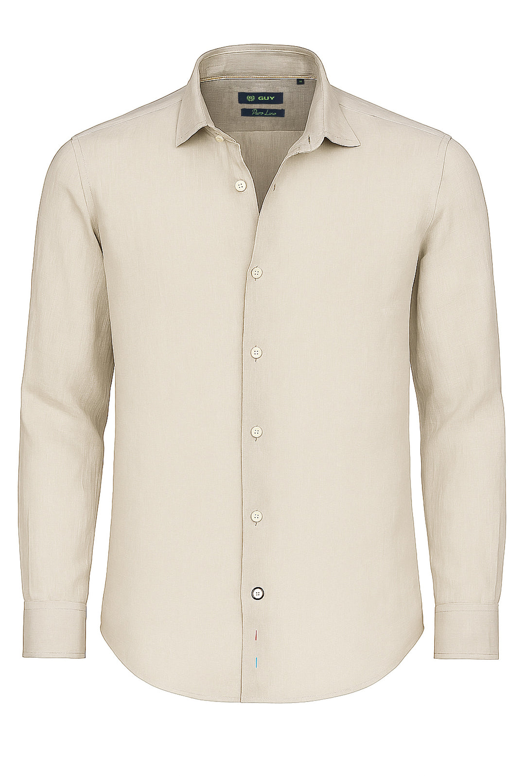 Camicia uomo manica lunga 100% Cotone semi slim fit - BEIGE CHIARO