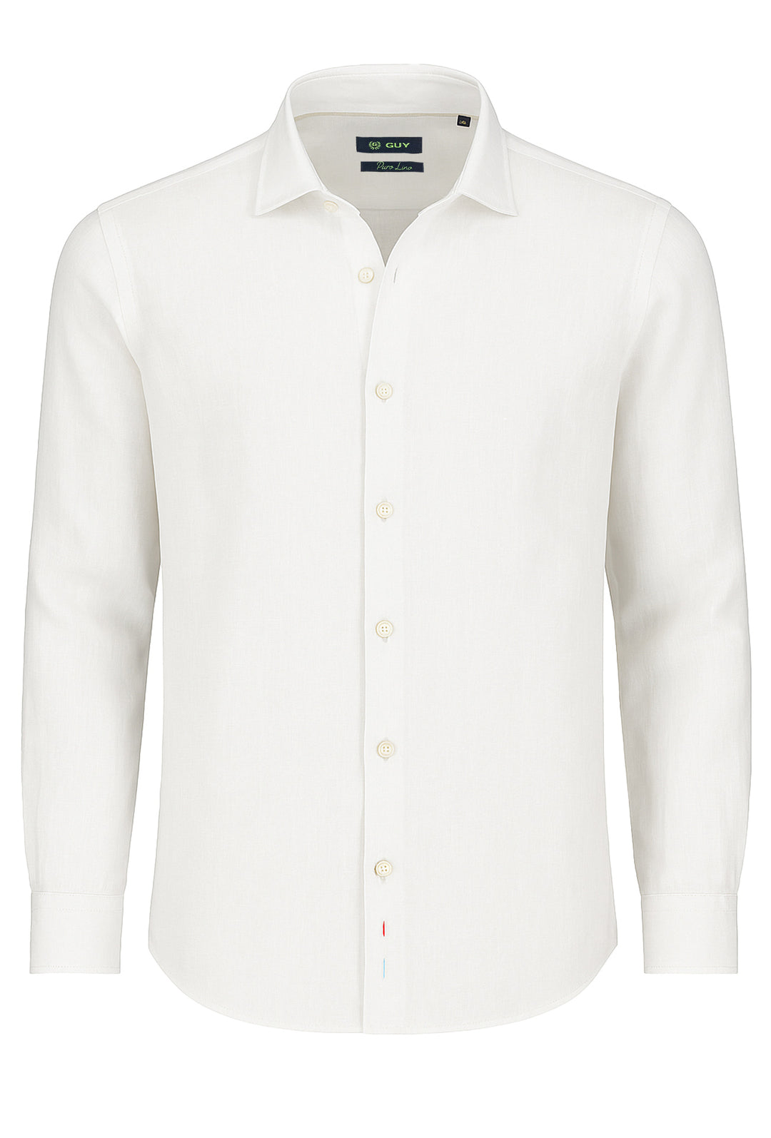 Camicia uomo manica lunga 100% Lino semi slim fit - BIANCO