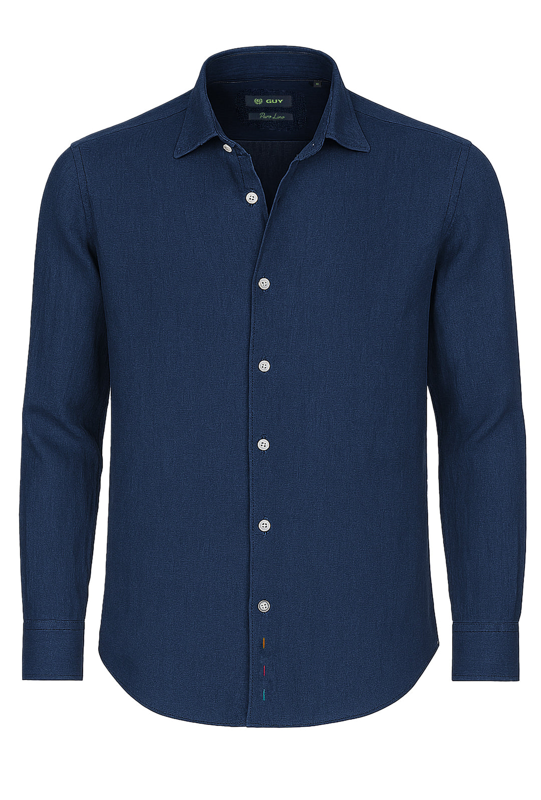 Camicia uomo manica lunga 100% Lino semi slim fit - BLU