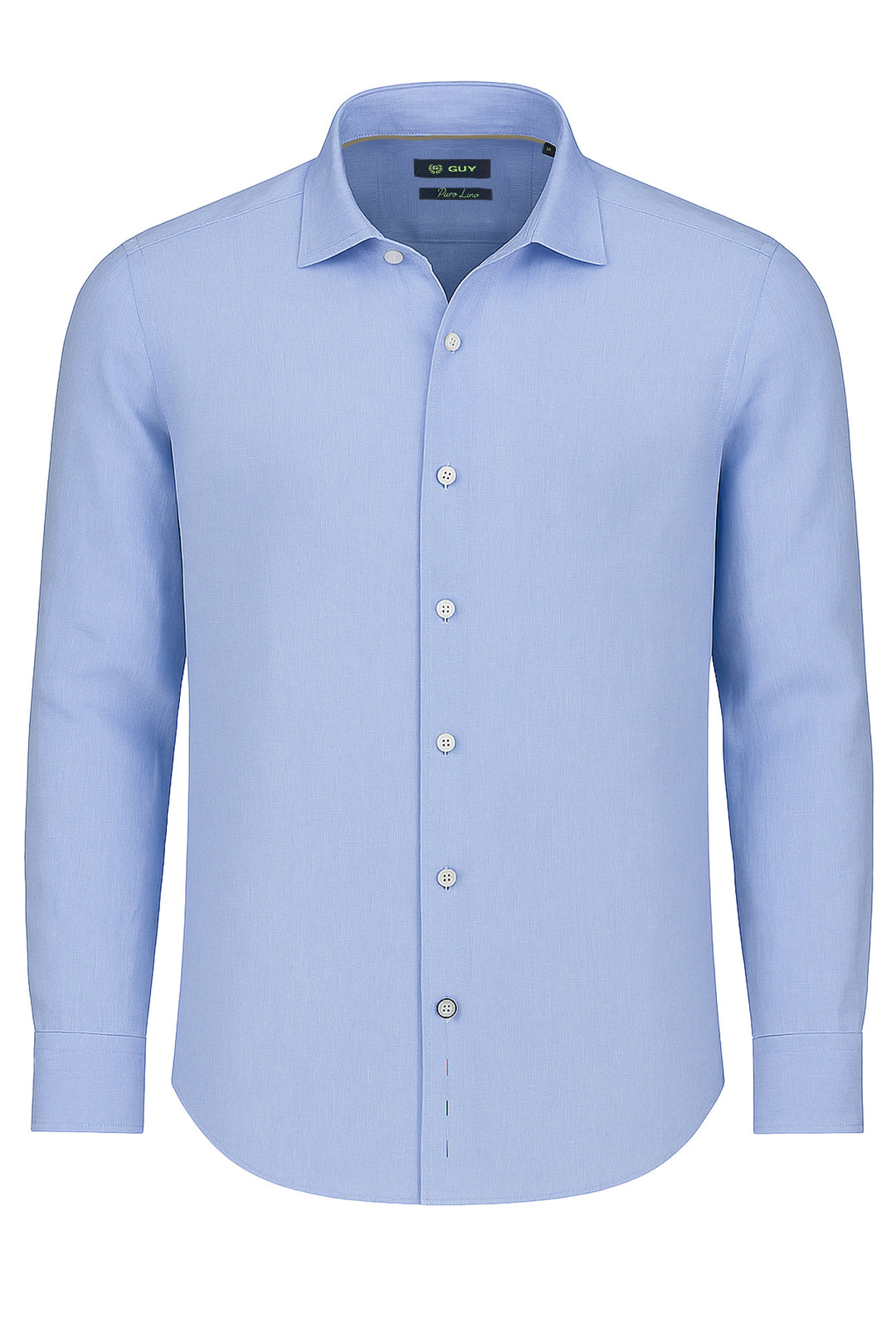 Camicia uomo manica lunga 100% Lino semi slim fit - AZZURRO