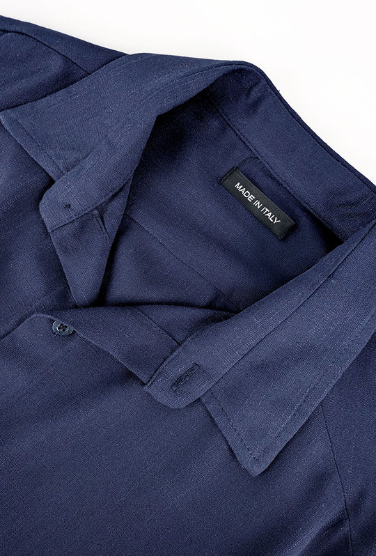 Camicia Uomo Mezza manica Dresserd Lino Viscosa - BLU