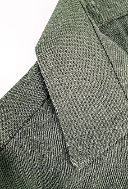 Camicia Uomo Mezza manica Dresserd Lino Viscosa - VERDE MILITARE