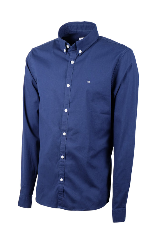 Camicia Uomo Calvin Klein manica lunga Button down semi slim fit - BLU