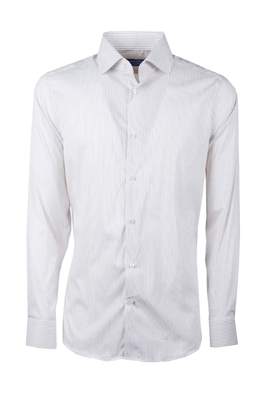 Camicia Uomo righe manica lunga in cotone collo francese