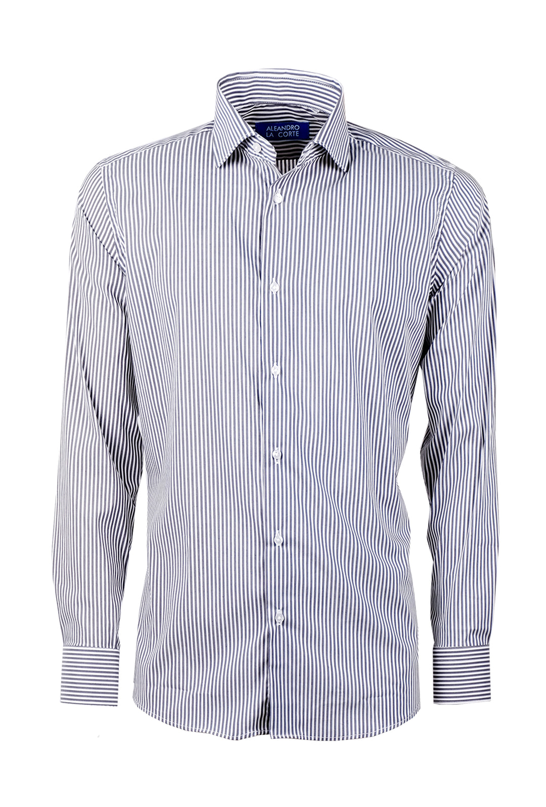 Camicia Uomo fantasia nera manica lunga in cotone collo francese