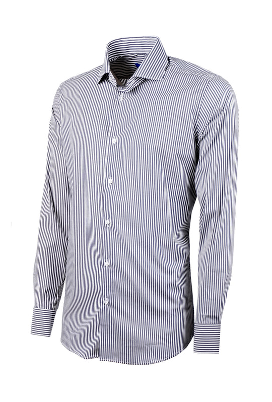 Camicia Uomo fantasia nera manica lunga in cotone collo francese
