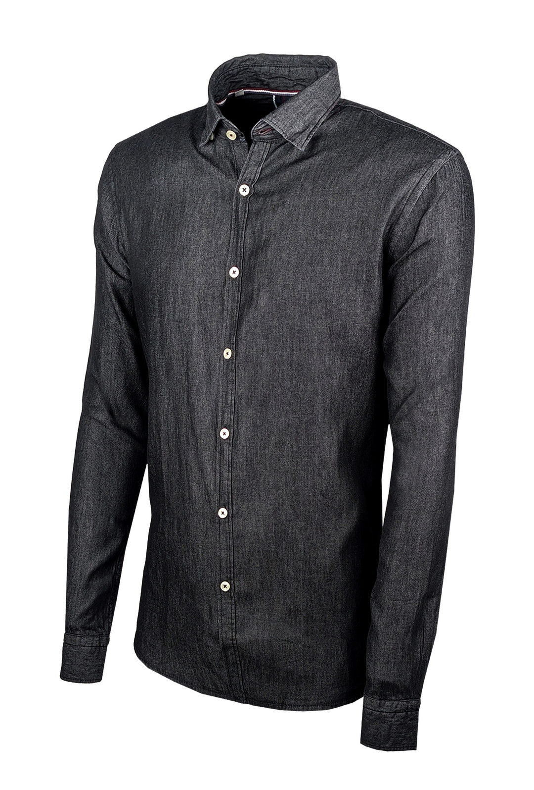 Camicia Uomo Jeans Denim Camicie semi slim fit colorazione scura