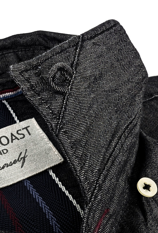 Camicia Uomo Jeans Denim Camicie semi slim fit colorazione scura