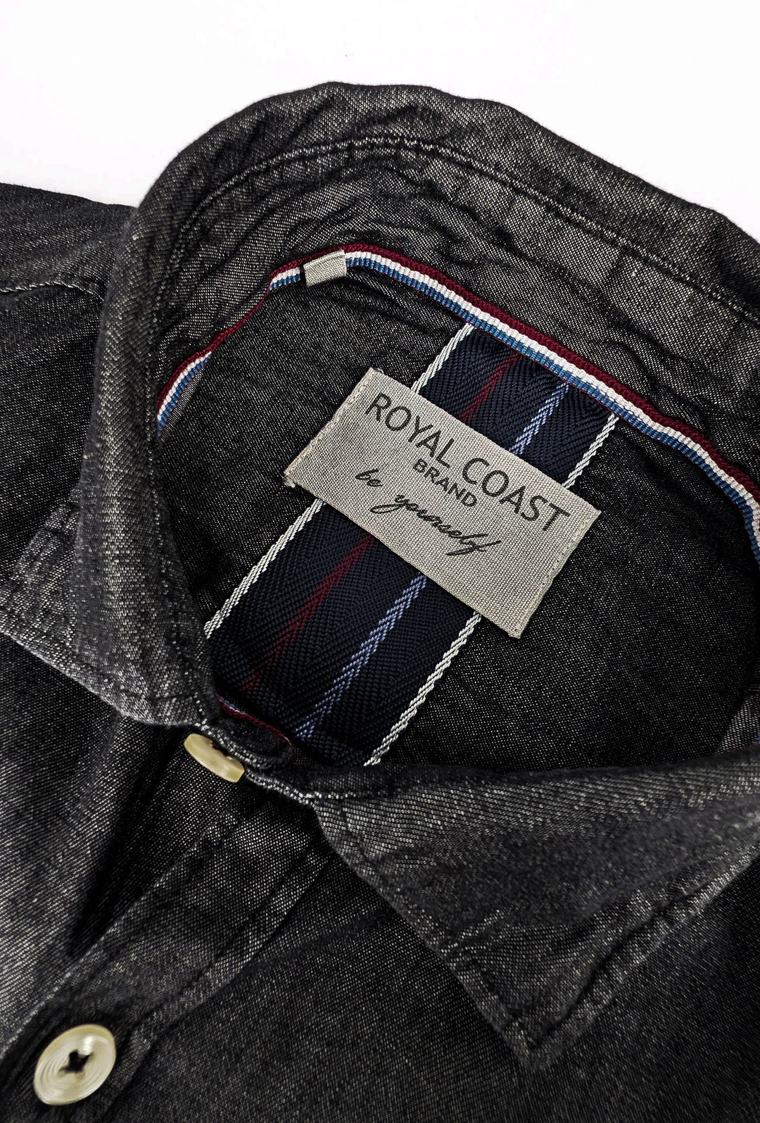 Camicia Uomo Jeans Denim Camicie semi slim fit colorazione scura