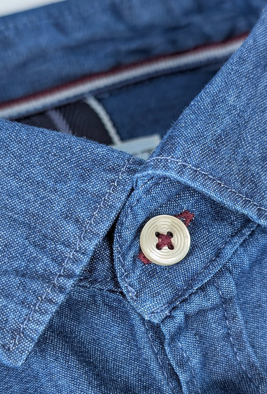 Camicia Uomo Jeans Denim Camicie semi slim fit colorazione chiara