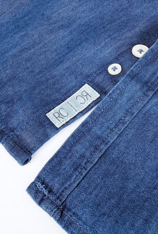 Camicia Uomo Jeans Denim Camicie semi slim fit colorazione chiara