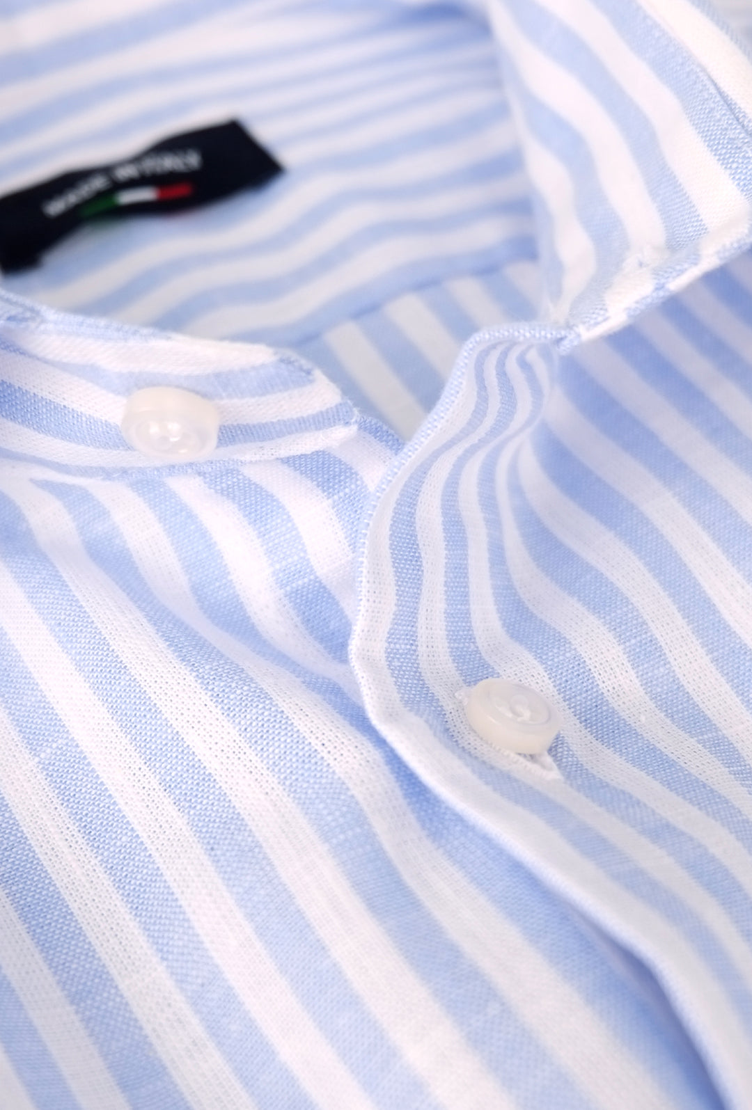 Camicia Uomo manica lunga misto lino slim fit - AZZURRO