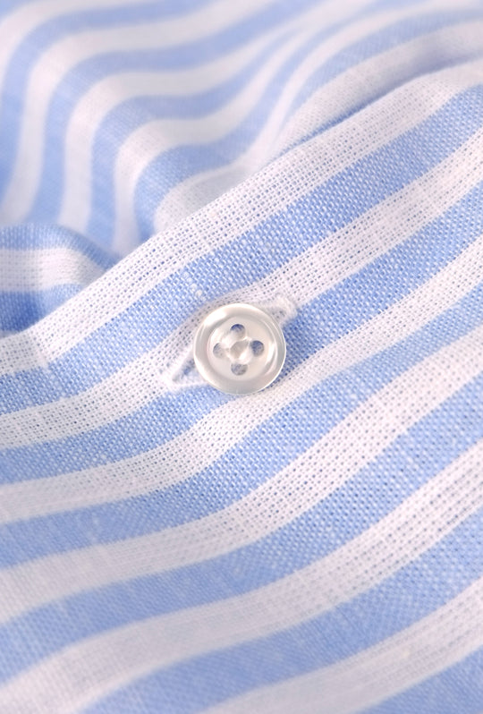 Camicia Uomo manica lunga misto lino slim fit - AZZURRO