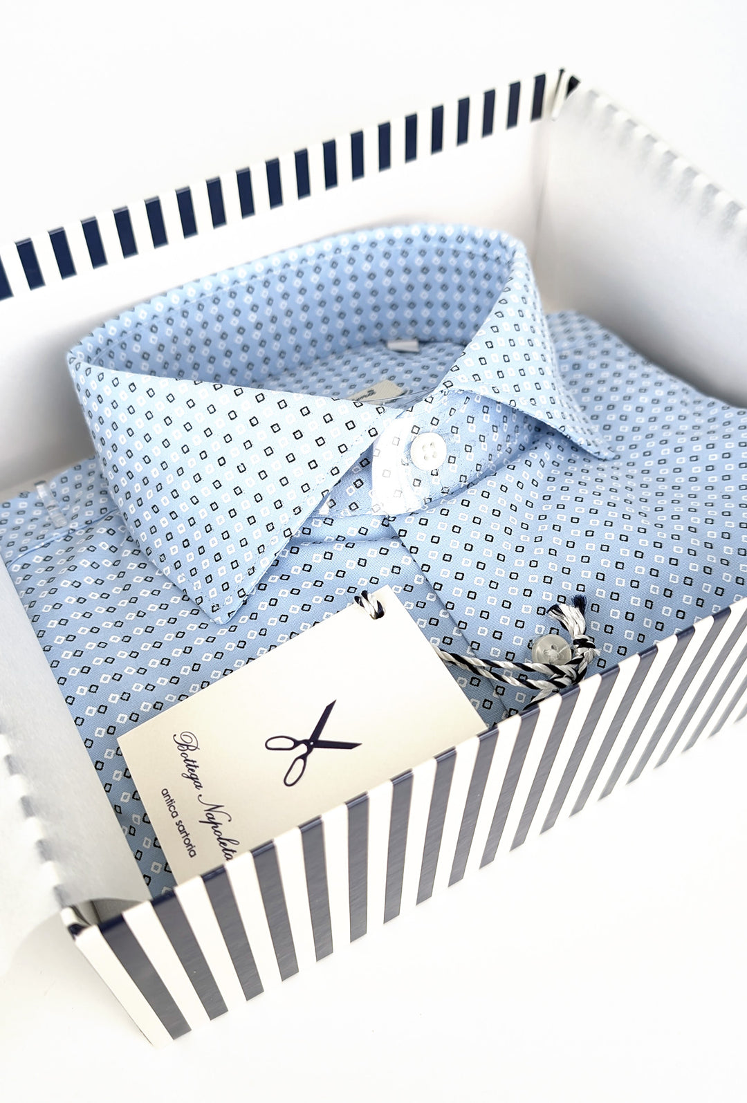 Camicia Uomo Manica lunga in cotone slim fit Fantasia - AZZURRO