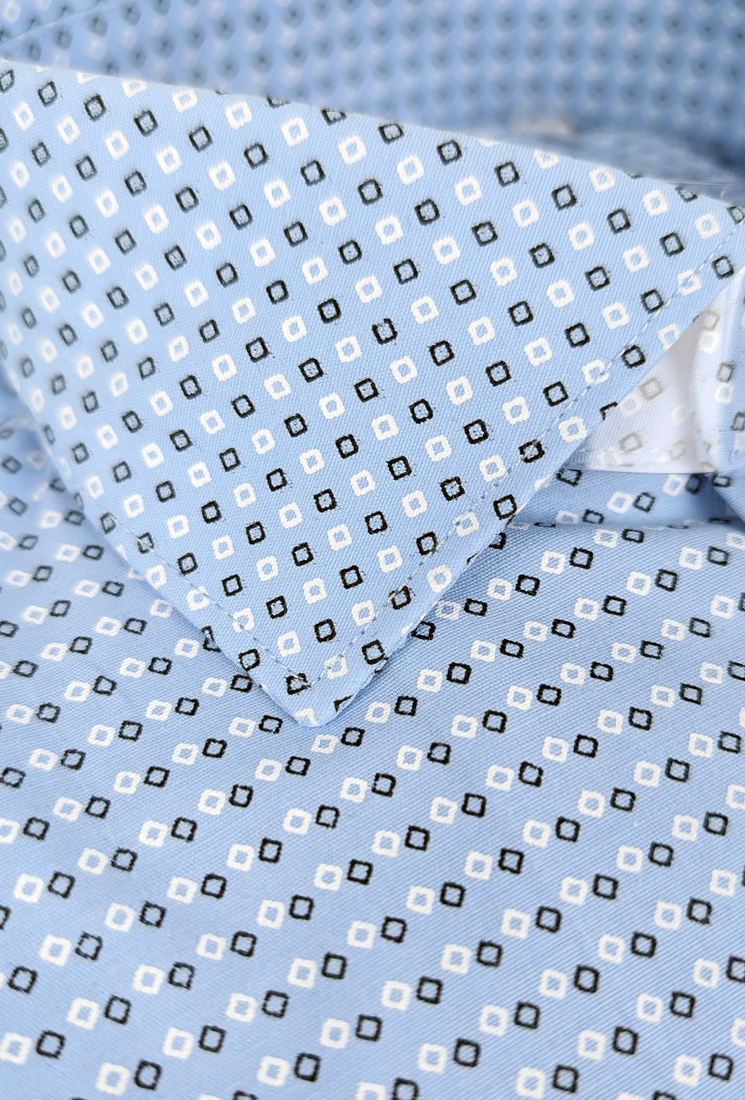 Camicia Uomo Manica lunga in cotone slim fit Fantasia - AZZURRO