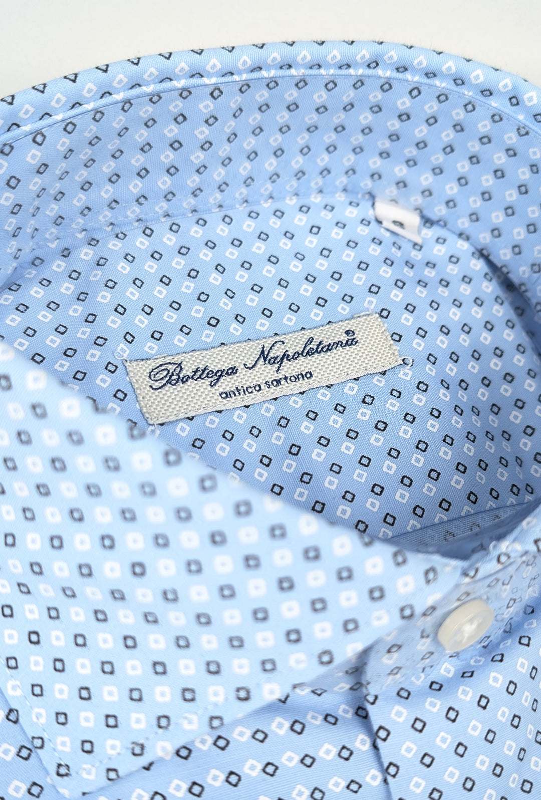 Camicia Uomo Manica lunga in cotone slim fit Fantasia - AZZURRO