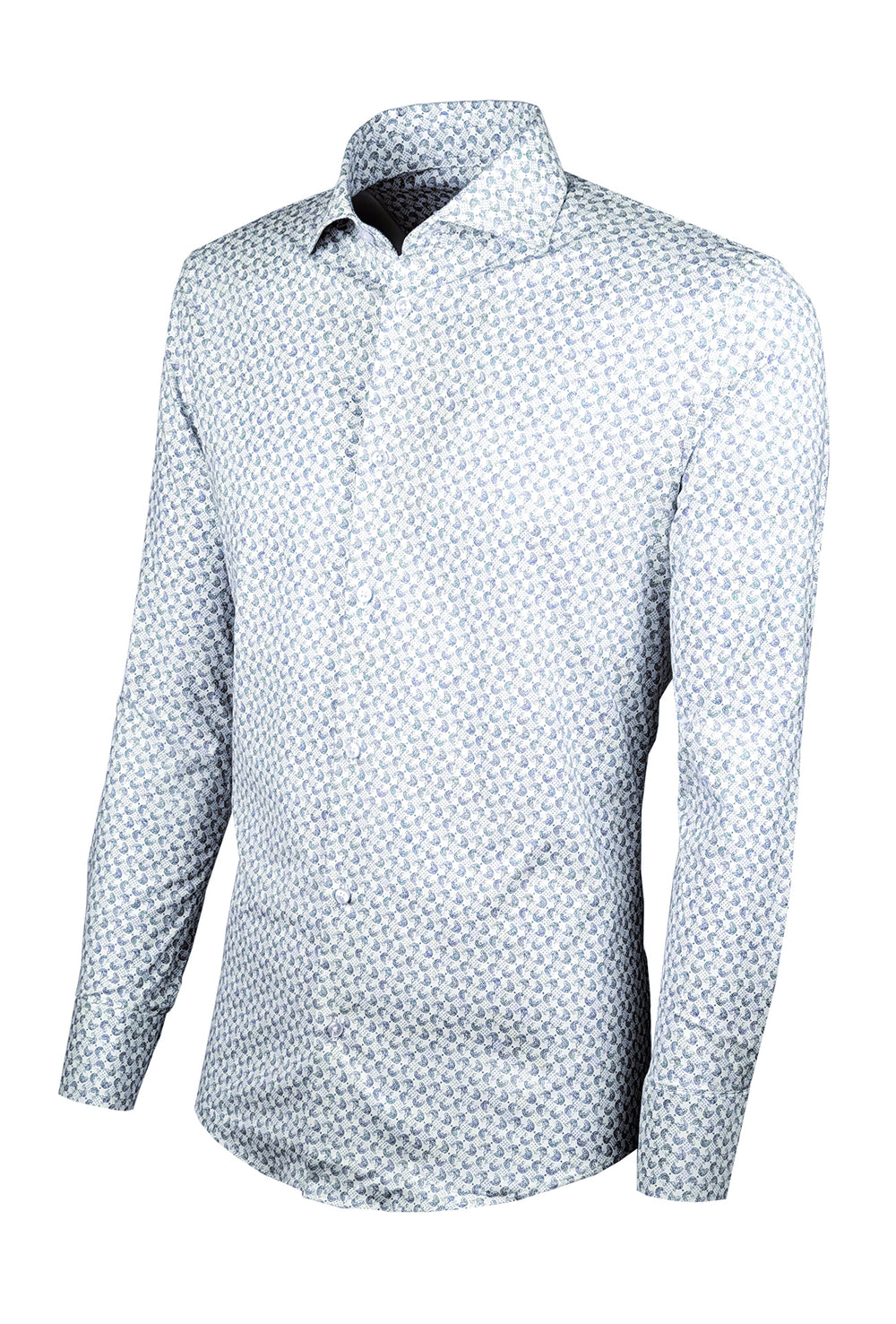 Camicia Uomo Manica lunga in cotone slim fit Fantasia - AZZURRO / BIANCO