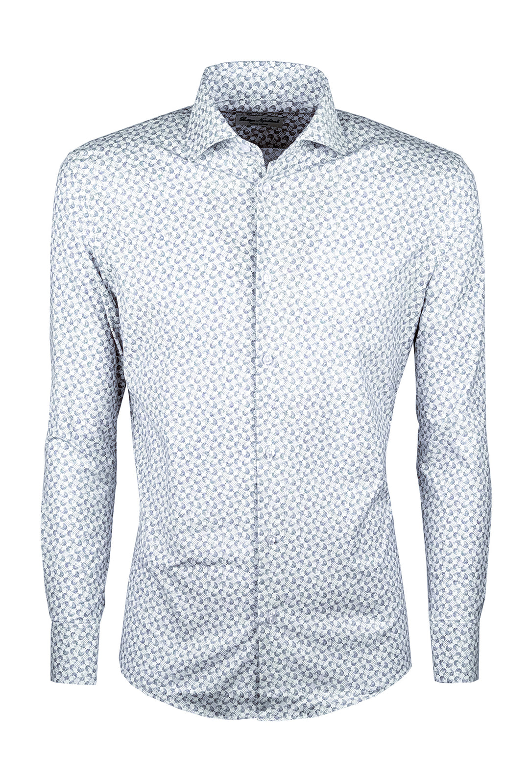 Camicia Uomo Manica lunga in cotone slim fit Fantasia - AZZURRO / BIANCO