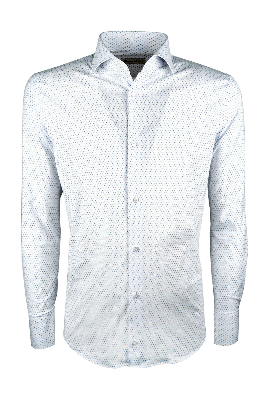 Camicia Uomo Manica lunga in cotone slim fit Fantasia - BIANCO/ CELESTE