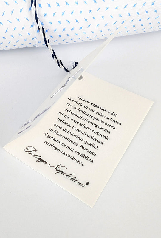 Camicia Uomo Manica lunga in cotone slim fit Fantasia - BIANCO/ CELESTE