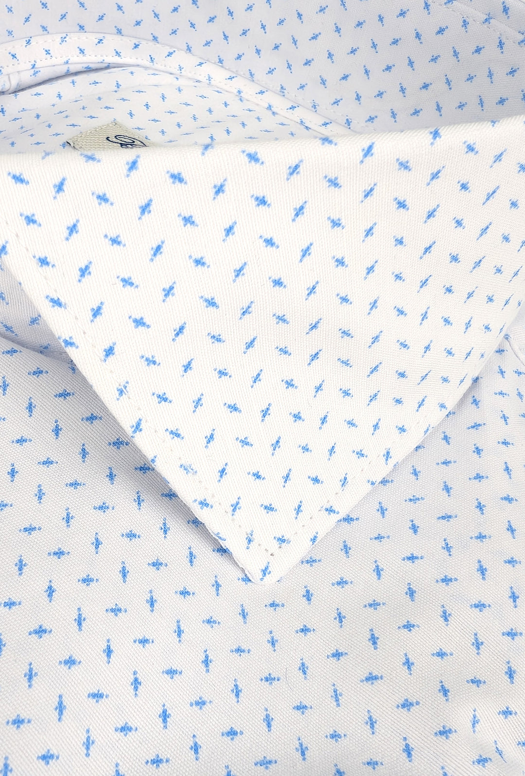 Camicia Uomo Manica lunga in cotone slim fit Fantasia - BIANCO/ CELESTE