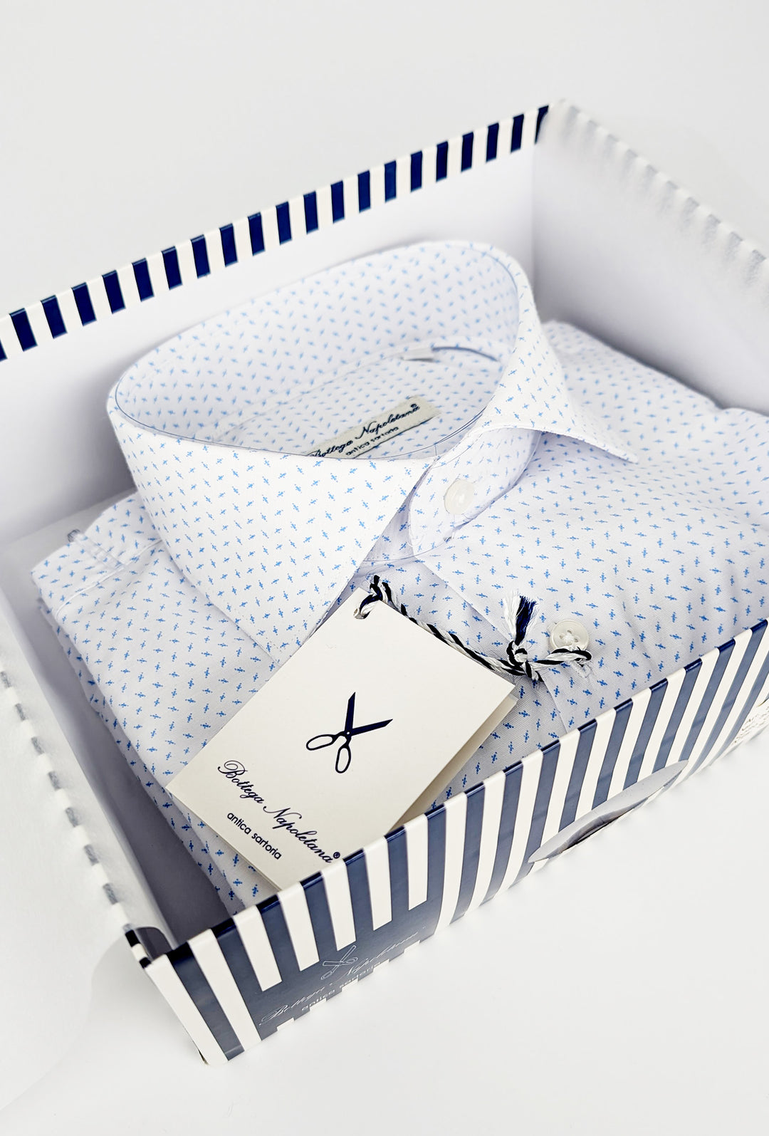 Camicia Uomo Manica lunga in cotone slim fit Fantasia - BIANCO/ CELESTE