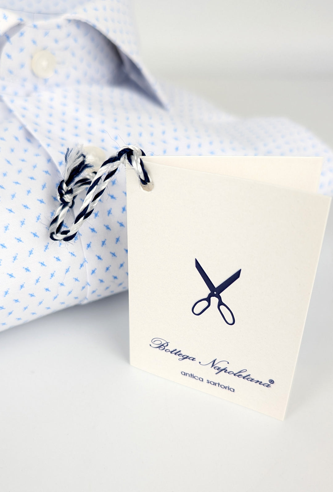 Camicia Uomo Manica lunga in cotone slim fit Fantasia - BIANCO/ CELESTE