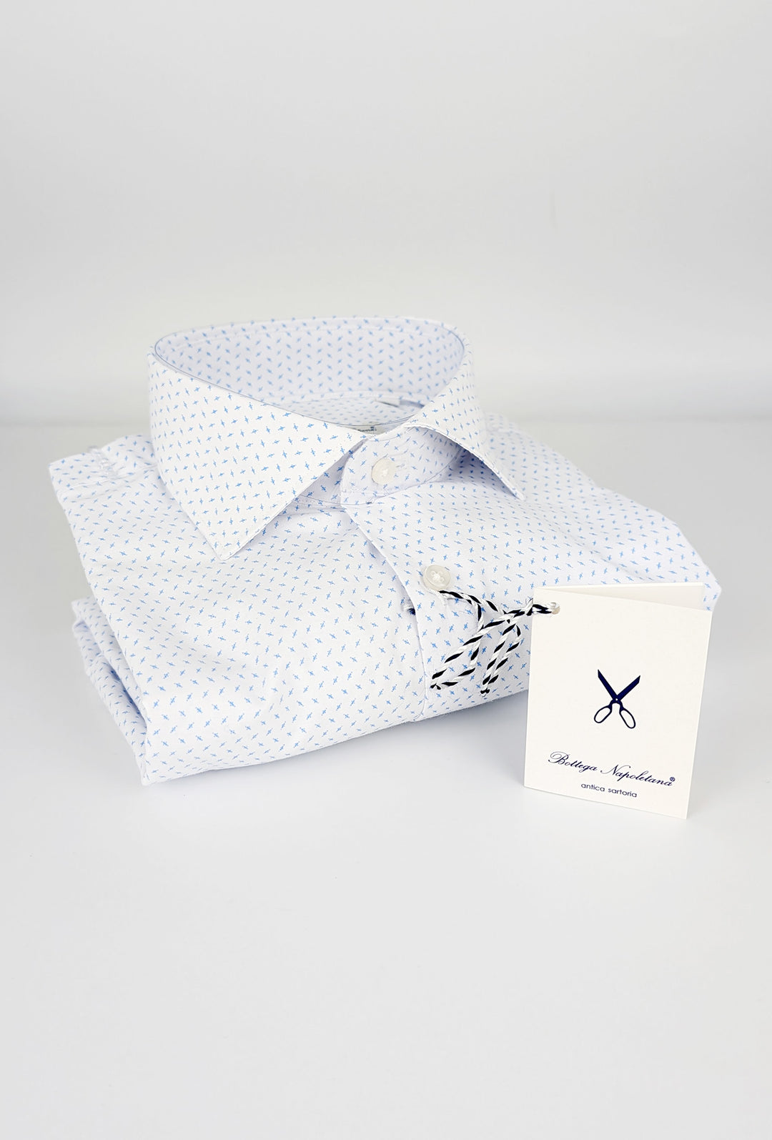 Camicia Uomo Manica lunga in cotone slim fit Fantasia - BIANCO/ CELESTE