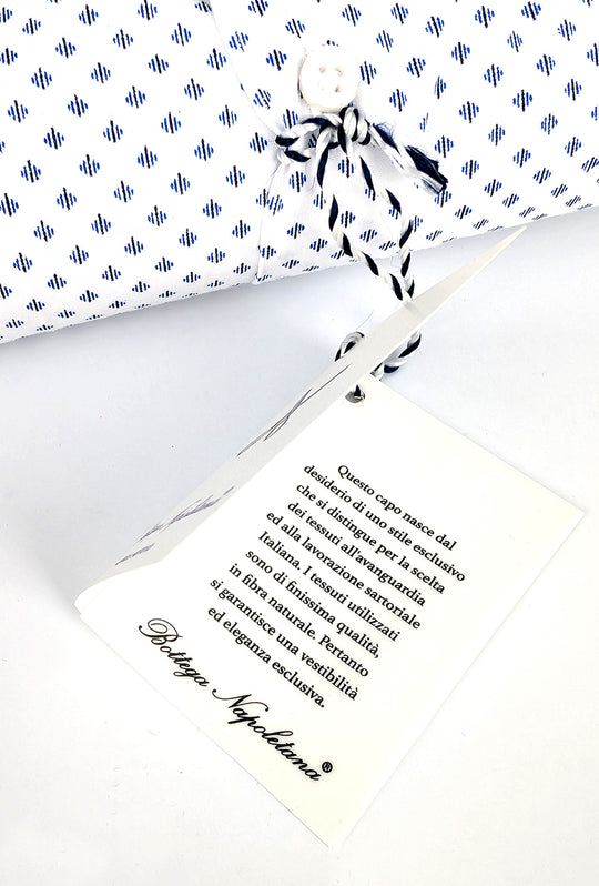 Camicia Uomo Manica lunga in cotone slim fit Fantasia - BIANCO/ AZZURRO